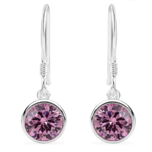 🆕️Simulated Pink Sapphire Dangle Earrings in Sterling Silver 2.00 ctw - Picture 1 of 2
